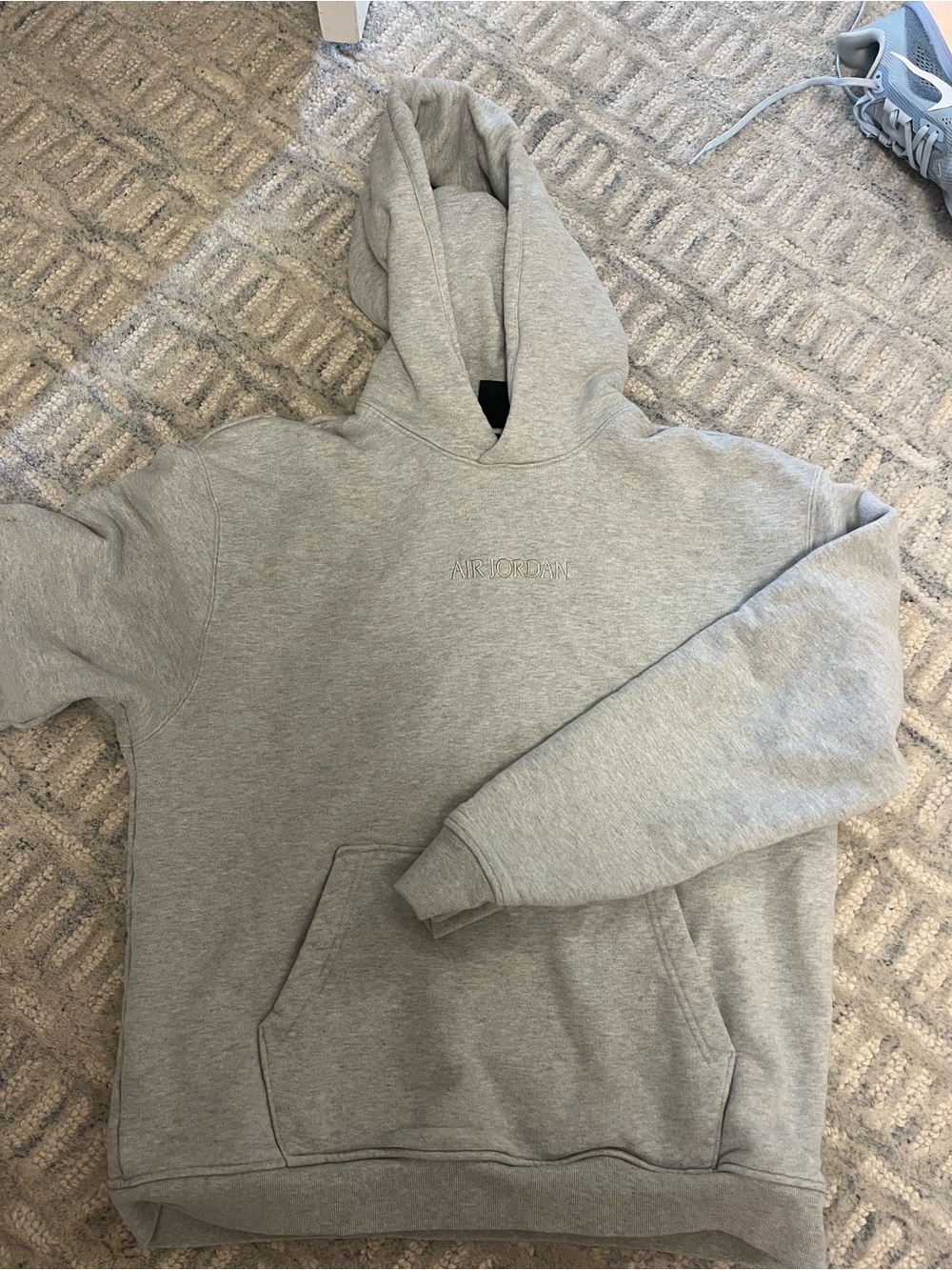 Jordan Light Gray Embroidered Pullover Hoodie